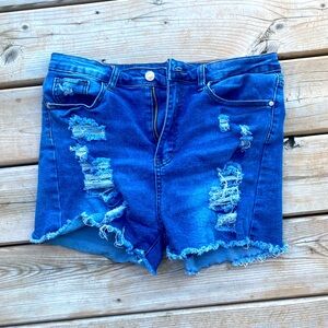 SHEIN ripped jean shorts 🔵